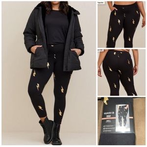 Torrid Gold Thunder Bolt Signature Waist Pocket Full length Legging